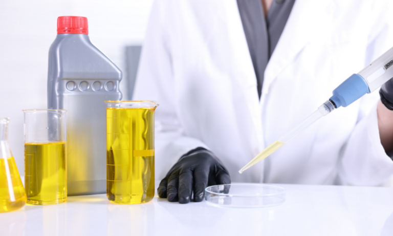 test tube with oil testing